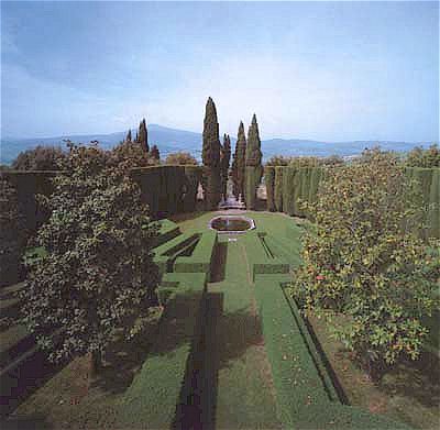 Villa La Foce garden and Monte Amiato